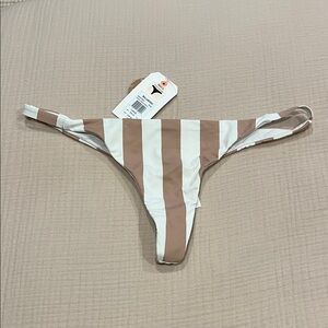 Billabong White and Tan Striped Bikini Bottom
